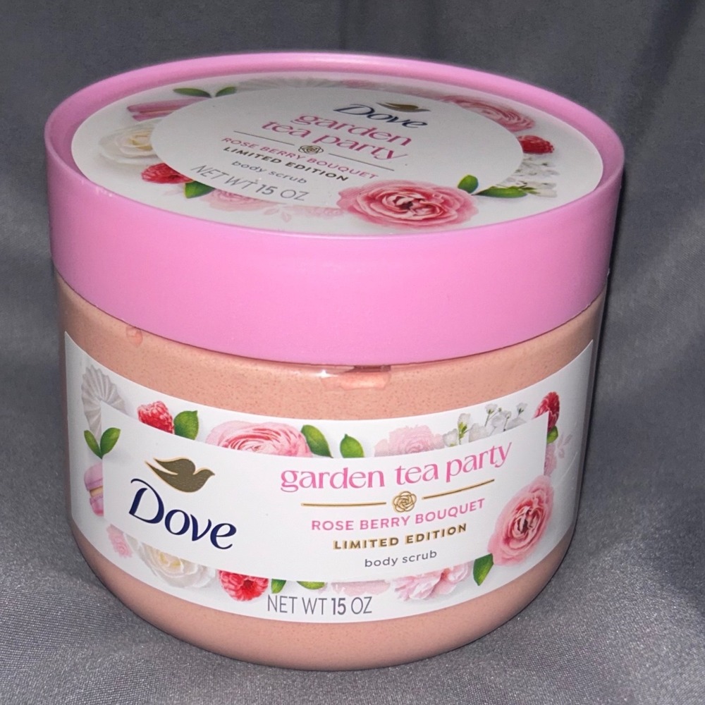 Dove Garden Tea Party Rose Berry Bouquet Limited Edition Body Scrub 15 oz Jar